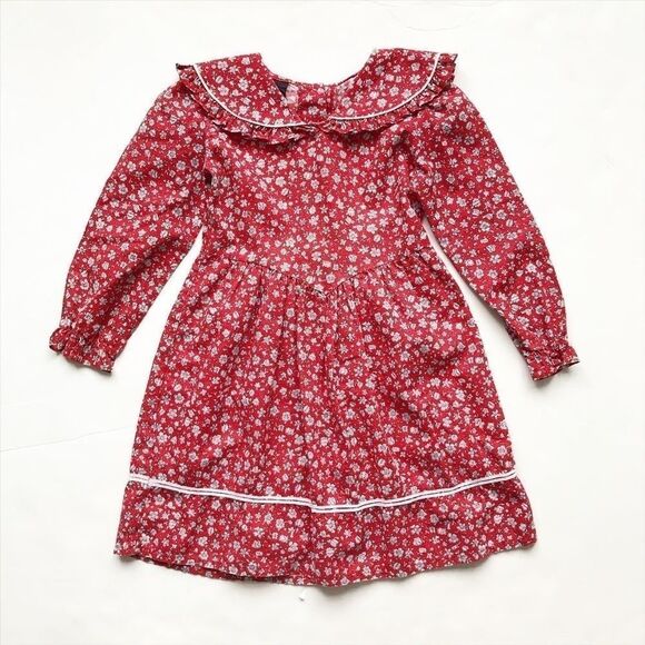 Vintage Chuckle floral ruffle collar dress 4/5T - Picture 1 of 6